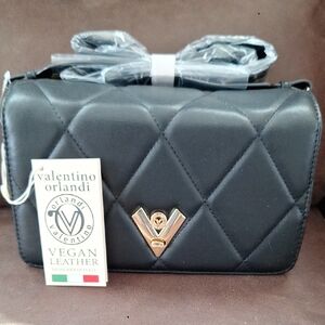 Valentino Orlandi Black Quilted Crossbody Bag